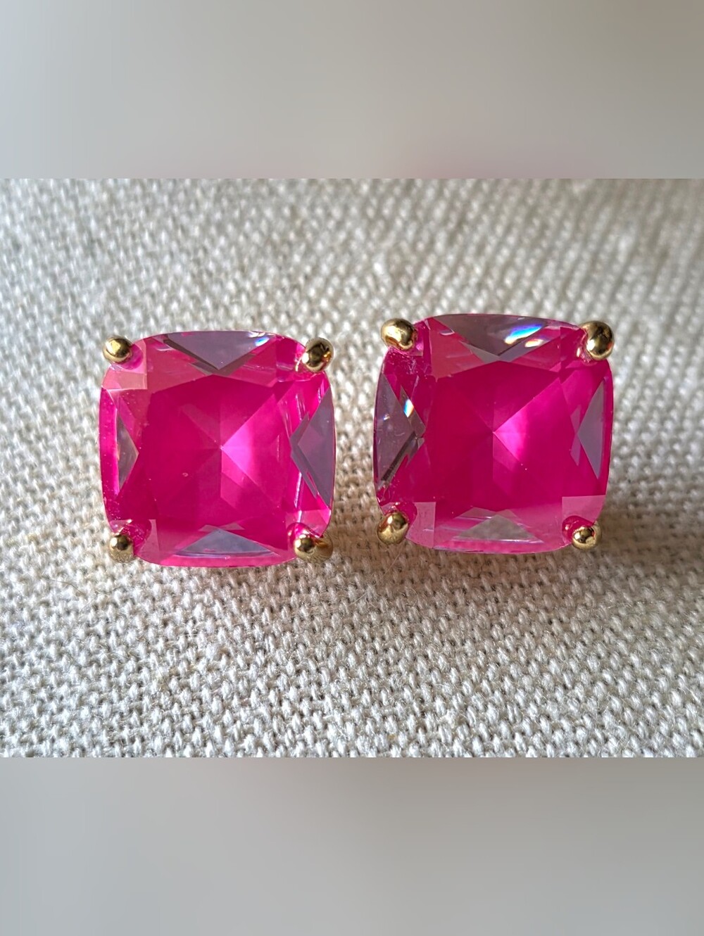 Kate Spade New York Small Square Faceted Stud Earrings In Pink